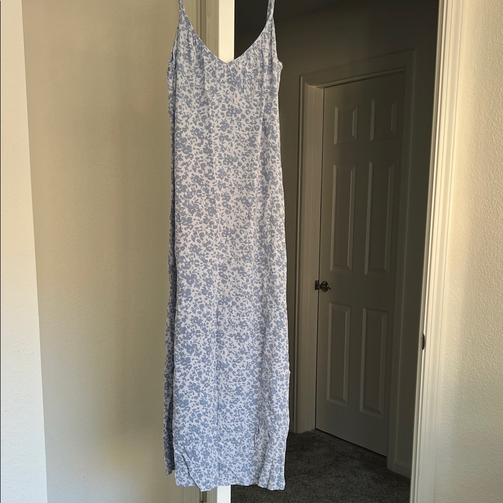 & Other Stories Light Blue Floral Maxi Slip Dress
